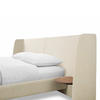 Hunker Linen Bed Frame Wide Headboard in Beige/Grey Fabric Soft Bed