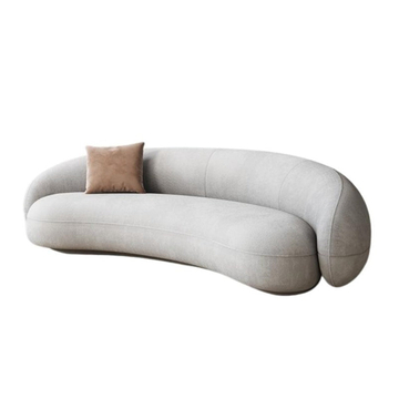 Adam Velvet/Boucle Round Shaped Sofa 3-Seater Curved Sofa