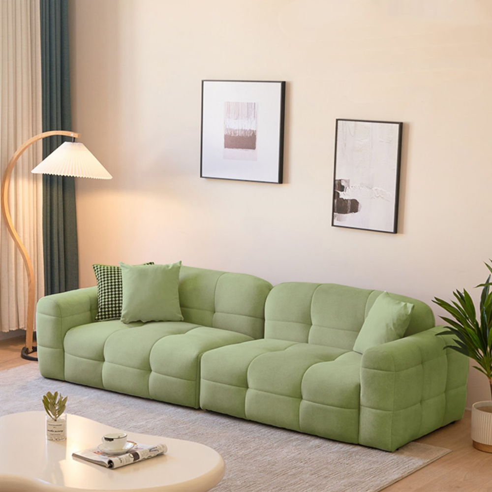 Venecia Wool Fabric 3-Seater Sofa in White/Green/Yellow/Black