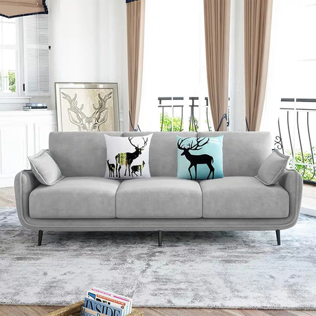 The most popular design post luxury modern home furniture minimalist suede fabric villa 3 seater sofa