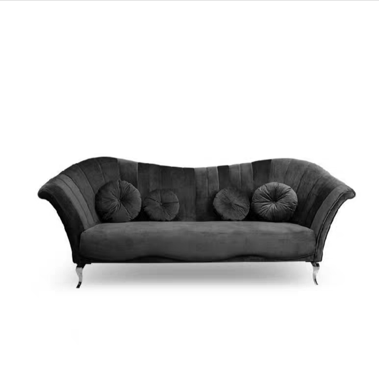 New Design Custom Luxury Modern Vintage 3/4/5 Seat Stretch Cover Velvet Tufted Fabric Sofa with Metal Legs