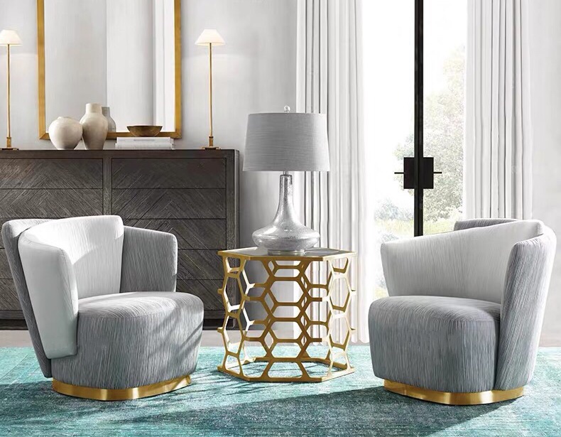 Custom Designs Modern Gray Luxury Furniture Living Room Setentertainment Wooden Fabric Sofa Chair Unit Set