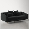 Cooke Velvet Sofa 3-Seater Black Sofa With Pillows