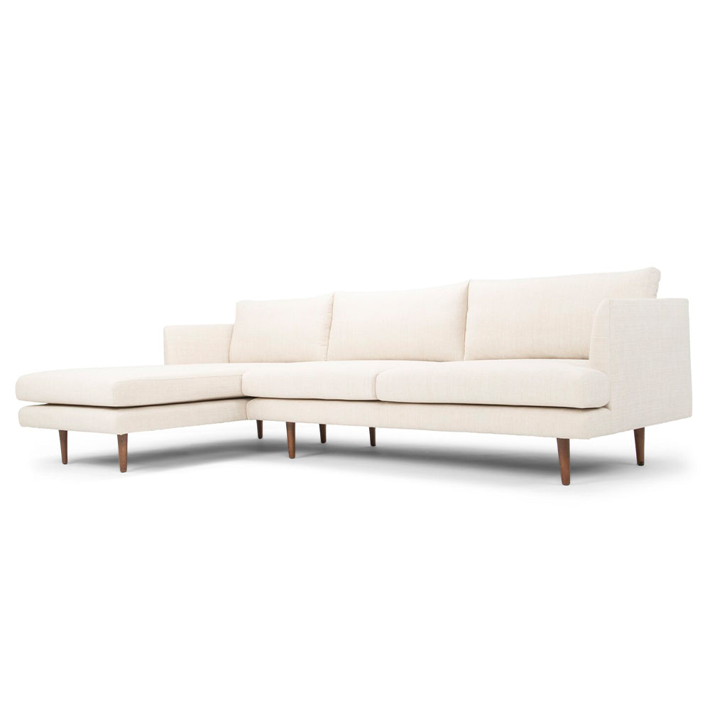 Laurie White Linen Sectional Sofa L-shaped Sofa Set