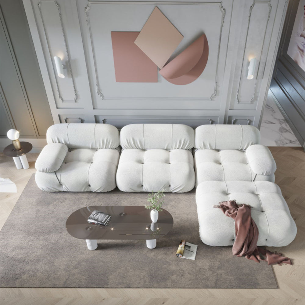 Mona White Boucle Sofa 4 Pieces Modular Minimalist Sofa Set