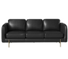 Beverly Genuine Leather Round Arm Sofa 3-Seater Sofa in Black/Brown