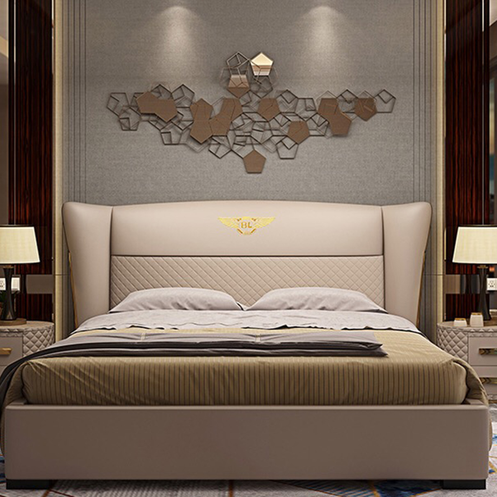 Modern Living Room Furniture Microfiber Leather Beds Italian Luxury King Size Bed Sets Luxury Bed for Villa And Hotel Projects