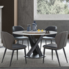 Frideswide Artificial Marble Tabletop Round Dining Table with Turntable