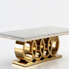 wholesale morden marble top golden steel 4 chairs dinner table set