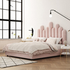 Nyasia Fabric Special Design Headboard Bed Frame King Size in Pink/Gray