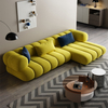Temo Luxury Yellow Flannelette Curved Sofa Sectional
