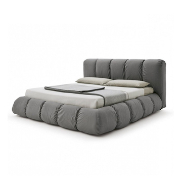 Almonzo Gray Velvet Simple Modern Upholstered Bed Frame