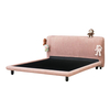 Alessi Corduroy Fabric Modern Bed Frame in Pink/Gray