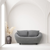 Murray Velvet Gray Round Shaped Loveseat 2-Seater Lounge Sofa