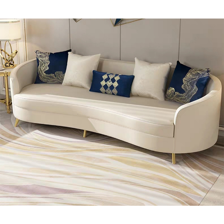 New fashion design genuine living room italian european luxory leisure white leather 3 seats sectional sofa set