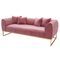 custom modern 2 seater 3 piece furniture pink chesterfield velvet sofa set
