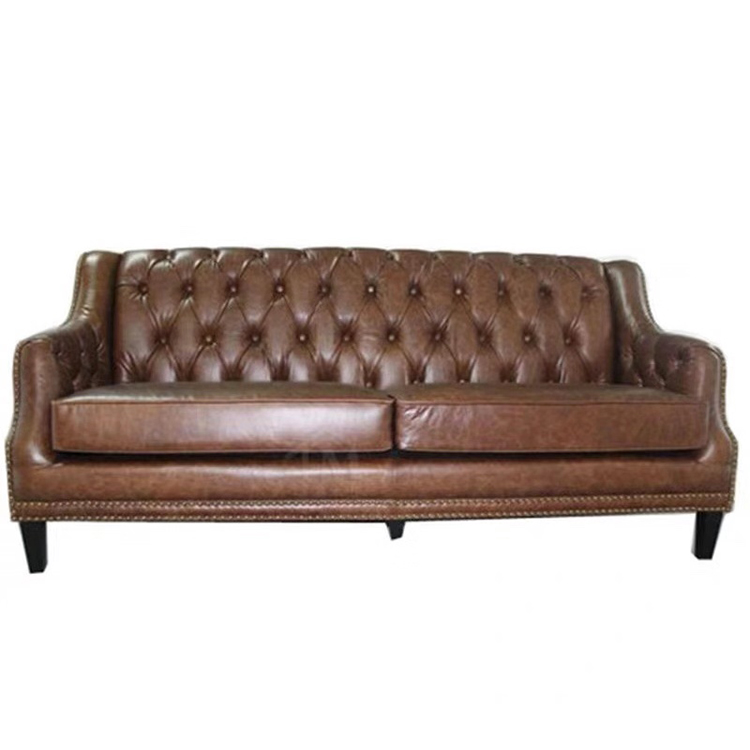 European comfortable relaxation living room furniture 3 seater sofa set of chesterfield leather sofa