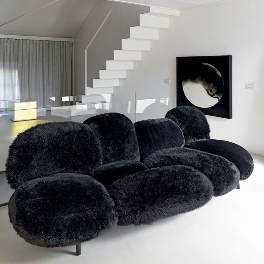 Jay Wool Teddy Fleece Pink Loveseat Cute Sofa Chair Interior Reception Sofa