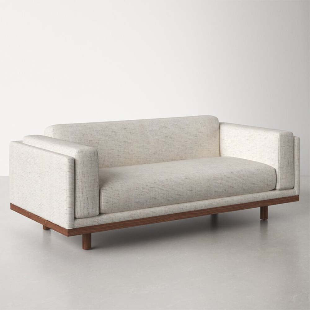 Ivory Linen White 3-Seater Modern Sofa