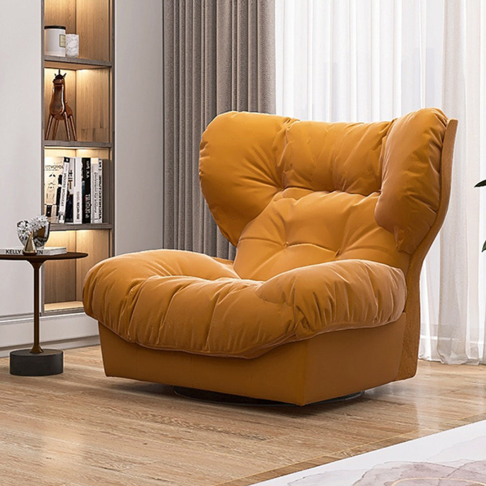 Cara Velvet High-Back Lounge Chair Cozy Luxury Swivel Chair