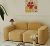 Skyla Flannelette Fabric Yellow Armchair 2/3 Seater Modular Cube Sofa