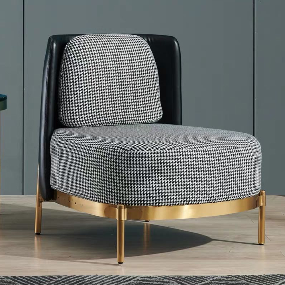 Modern Styling Hotel Accent Chair houndstooth Comfortable Leisure Restaurant Chair with Metal Legs