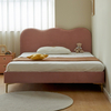 Deva Pink Velvet Simple Wave shape Bed Frame King Size