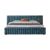 Lattice Blue Modern Upholstered Headboard Bed Frame King Queen Size