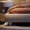 Akia Cotton and Linen Blend Shaped Headboard Cute Bed Frame