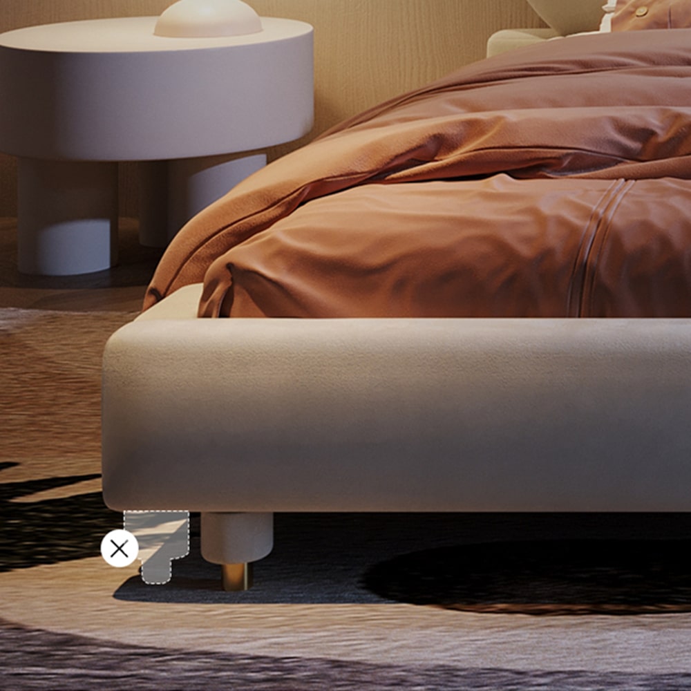Akia Cotton and Linen Blend Shaped Headboard Cute Bed Frame