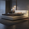 Almas White Microfiber Leather Minimalist Bed Frame