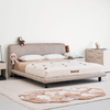 Alessi Corduroy Fabric Modern Bed Frame in Pink/Gray