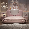 Maci Heart Shaped Headboard Upholstered Pink Bed Frame Queen Size