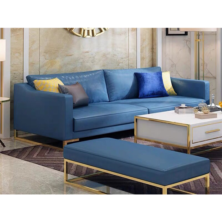 High quality custom modern cheap luxury blue couch sofa furniture 7 3 seater set for living room