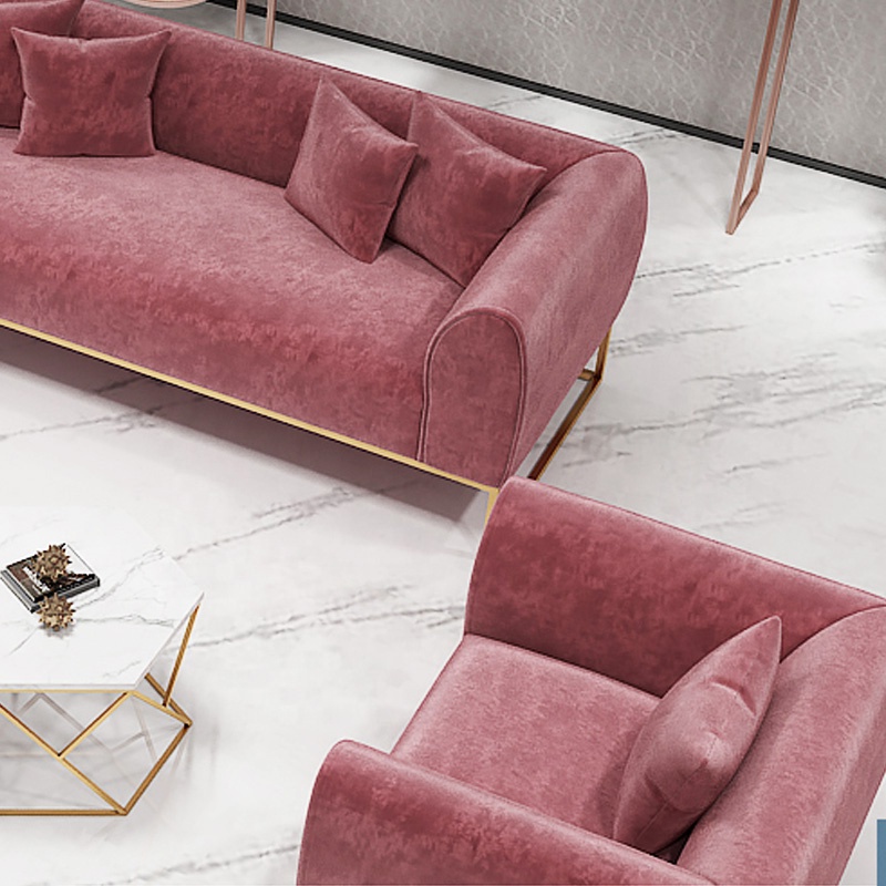 custom luxury classic living room 2 seater 3 piece pink chesterfield velvet sofa set