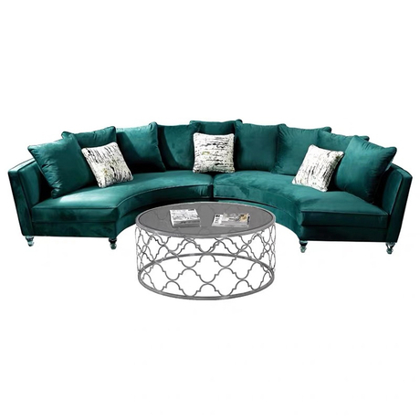 Comfortable new design round couch living room sectional furniture royal velvet blue sofa