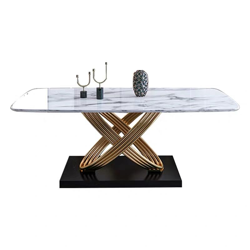 Fashionable Square Nordic Style Luxury Home Furniture Marble Top Dining Table Set For Hotel