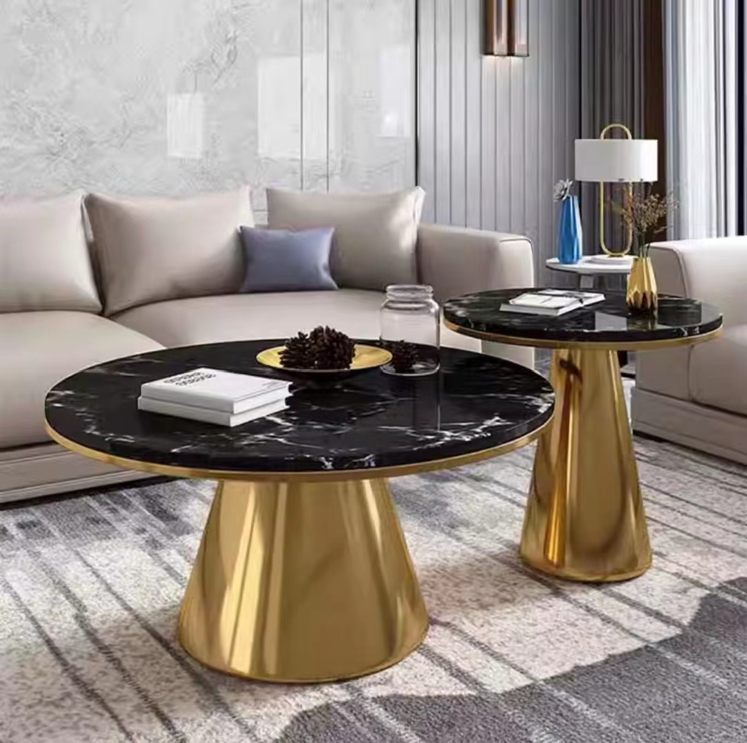 Modern Marble Top side Stainless Steel Living Room Furniture Coffee Table