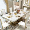 wholesale morden marble top golden steel 4 chairs dinner table set