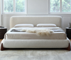 Ellie White Boucle Minimalist Bed Frame King Size