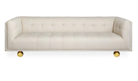 Abri White Linen Fabric Minimalist 3-Seater Sofa
