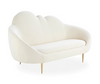 Lourie White Boucle Cloud Shaped Loveseat Upholstery Sofa