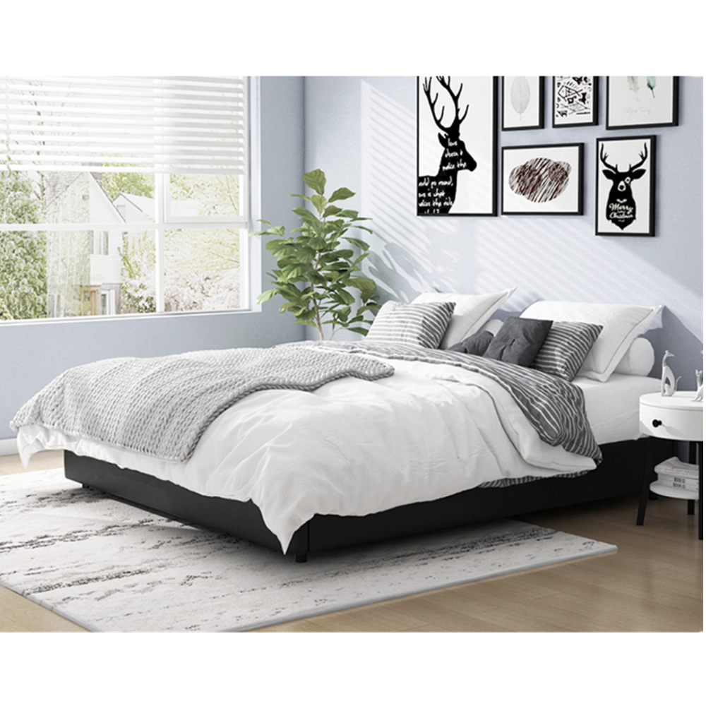 Ayla No Headboard Fabric Bed Frame with 2 Waist Pillows King Size