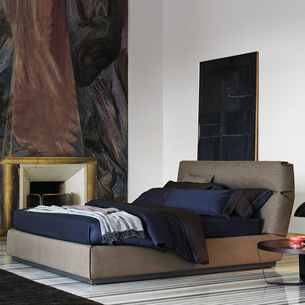 Ibis Brown Fabric Luxury Modern Bed Frame King Size
