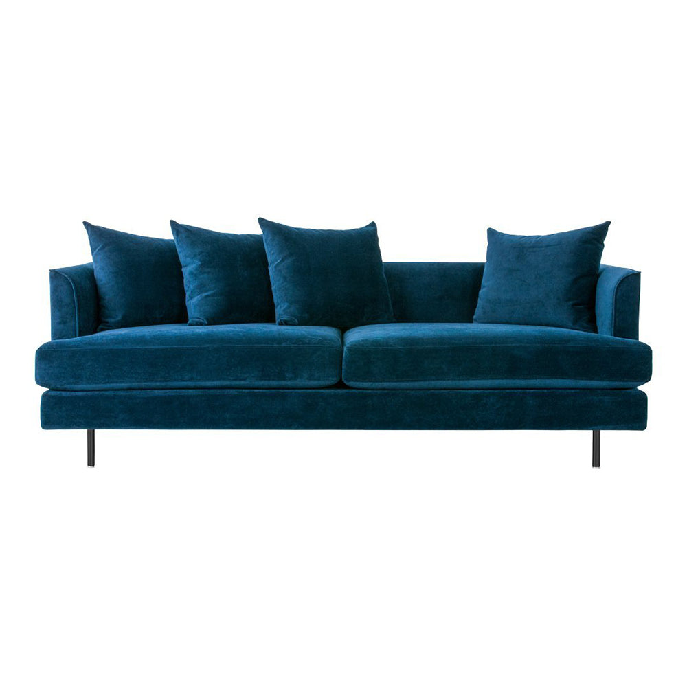 Cein Velvet/Fabric Sofa 3-Seater Sofa with Pillows in Red/Green/Grey/Blue