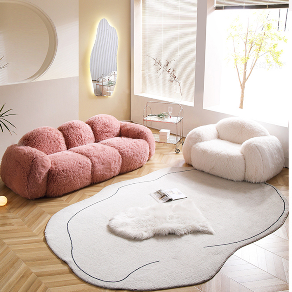 Lena Wool Teddy Fleece Pink 3-seater Comfy Sofa