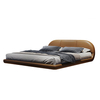 Aguilar Brown Microfiber Leather Modern Floating Bed Frame