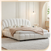 Nikki White Flannelette Fabric Shaped King Queen Size Bed Frame
