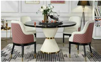 Luxury Italian Round Dining Table Set Marble 6 Piece Stainless Steel Marble Dining Room Table Set