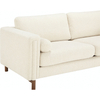 Ivory White Boucle Sofa 3 Seater Sofa with Cylindrical Throw Pillows